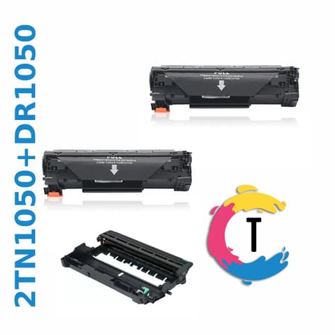 זוג טונרים + תוף | דראם BROTHER TN1050 שחורים תואמים